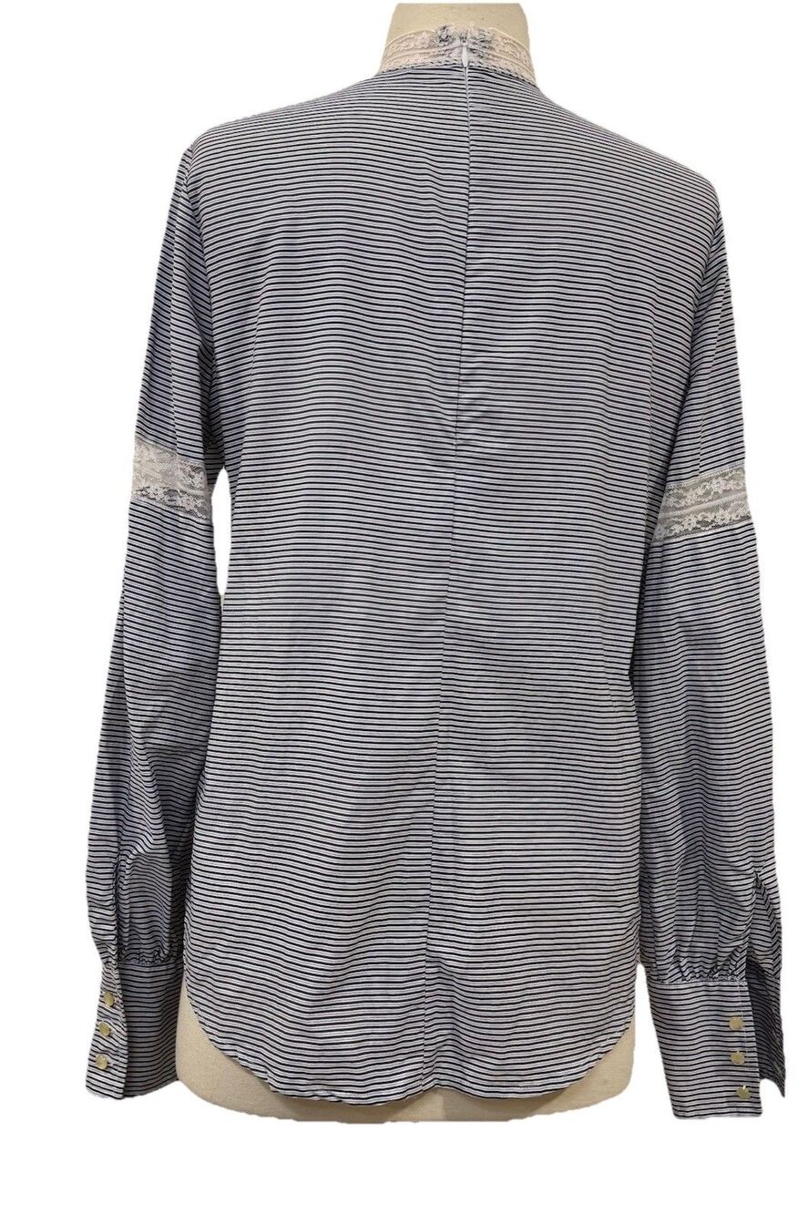 Ralph Lauren Womens Shirt Blouse Med Lace Trim Victorian Cottagecore Steampunk - Picture 6 of 10